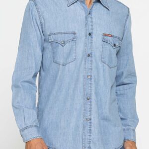 CAMICIA MODELLO WESTERN IN DENIM LEGGERO DA 7 oz.