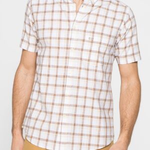 CAMICIA A MANICA CORTA IN COTONE FIAMMATO FANTASIA