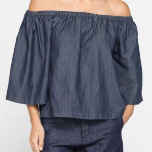 BLUSA IN DENIM CON MANICA 3/4