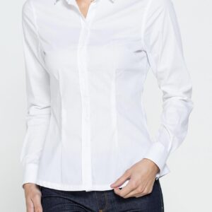 CAMICIA SFIANCATA A MANICHE LUNGHE IN POPELINE STRETCH