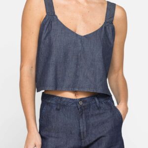 CANOTTA IN DENIM CON SPALLINE REGOLABILI