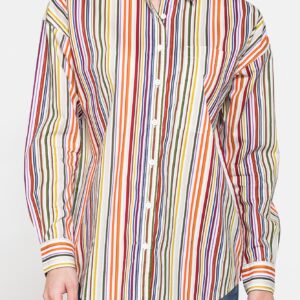 CAMICIA BOYFRIEND A RIGHE IN MUSSOLA DI PURO COTONE