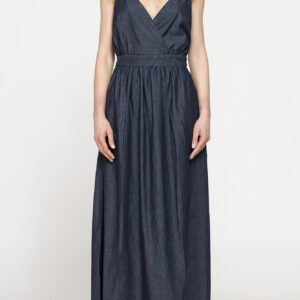 ABITO LUNGO CON TOP INCROCIATO IN DENIM LEGGERO 7oz