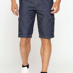 BERMUDA DI JEANS CON TASCONI LATERALI ED ELASTICO IN VITA