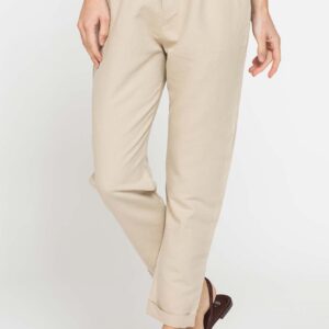 PANTALONI CROPPED IN MISTO LINO
