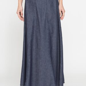GONNA LUNGA MODELLO A PANNELLI IN DENIM LEGGERO 7oz