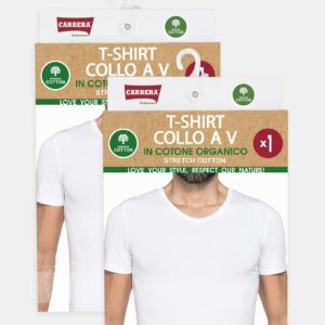 CONFEZIONE DA 2 T-SHIRT IN COTONE ORGANICO CON SCOLLO A V