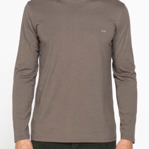 T-SHIRT A MANICA LUNGA CON COLLO TONDO E RICAMO LOGO