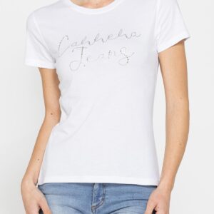 T-SHIRT CON STRASS IN JERSEY DI PURO COTONE