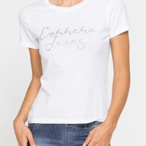 T-SHIRT CON STAMPA FRONTALE IN JERSEY DI COTONE