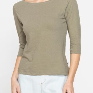T-SHIRT IN MISTO LINO CON MANICA A 3/4