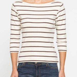 T-SHIRT CON MANICHE 3/4 E SCOLLO A BARCHETTA