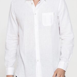 CAMICIA MISTO LINO COTONE IN COLORE TINTA UNITA