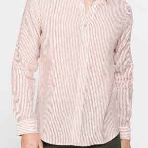 CAMICIA IN MISTO LINO E COTONE IN FANTASIA A RIGHE