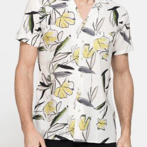 CAMICIA BOWLING IN TESSUTO TINTO FILO DI LINO COTONE